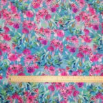 Fuchsias Pink on Blue Viscose