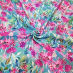 Fuchsias Pink on Blue Viscose
