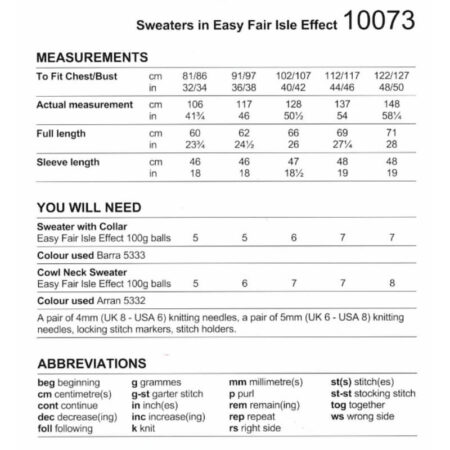 Stylecraft Easy Fair Isle Effect Sweaters Pattern 10073 - Image 2