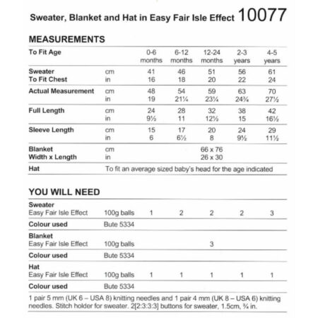 Stylecraft Easy Fair Isle Effect Sweater, Blanket and Hat Pattern 10077 - Image 3