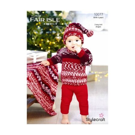 Stylecraft Easy Fair Isle Effect Sweater, Blanket and Hat Pattern 10077