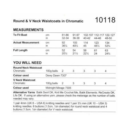 Stylecraft Round & V Neck Waistcoats Pattern 10118 - Image 2