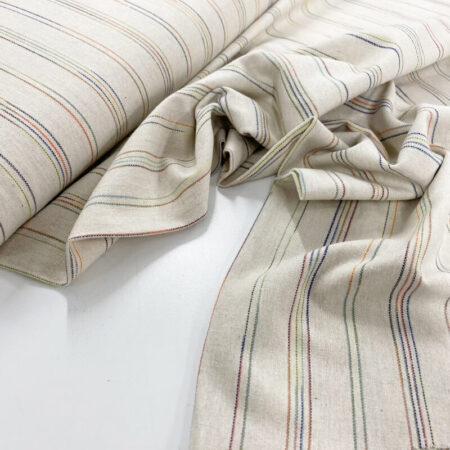 Linen and Viscose Blend Multicolour Stripe - Image 2