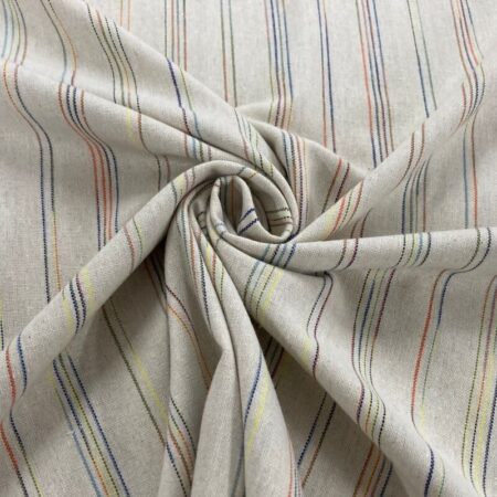 Linen and Viscose Blend Multicolour Stripe - Image 4