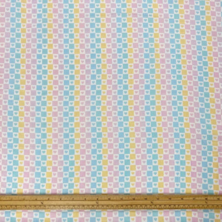 Rainbow Love Heart Gingham Cotton - Image 2