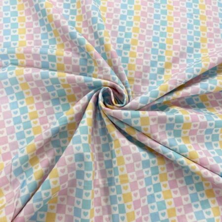 Rainbow Love Heart Gingham Cotton - Image 3