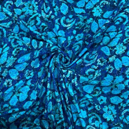 Cotton Jersey Watery Blue Flowers - Image 3