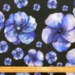 Cotton Jersey Big Blue Flowers
