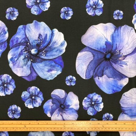 Cotton Jersey Big Blue Flowers - Image 2