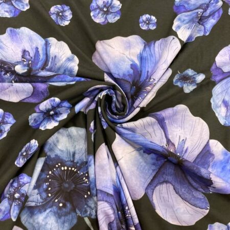 Cotton Jersey Big Blue Flowers - Image 3