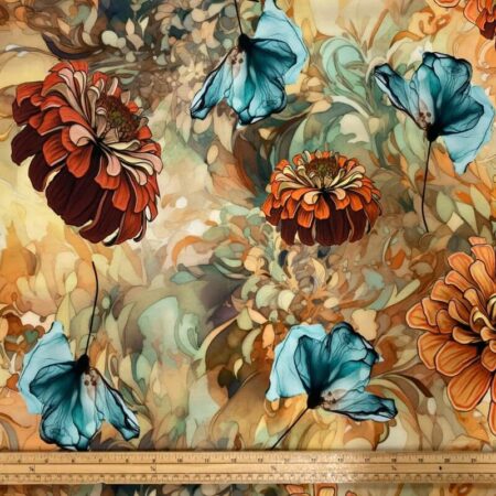 Cotton Jersey Autumn Zinnias - Image 2