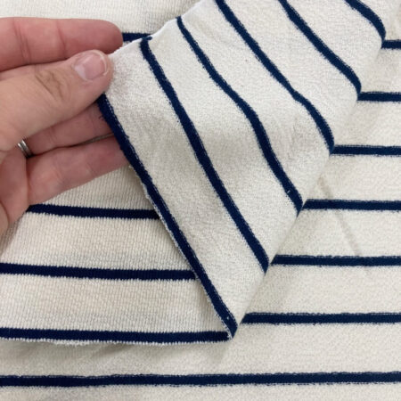 French Terry Breton Stripe Navy - Image 2