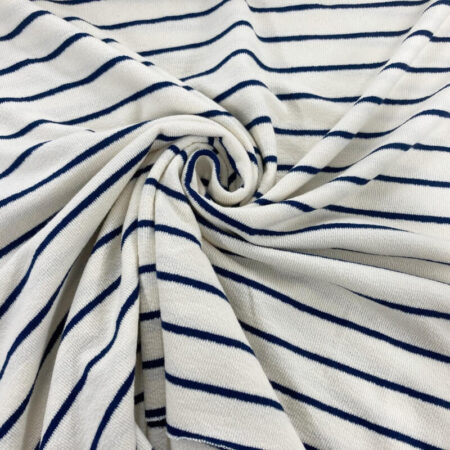 French Terry Breton Stripe Navy - Image 4