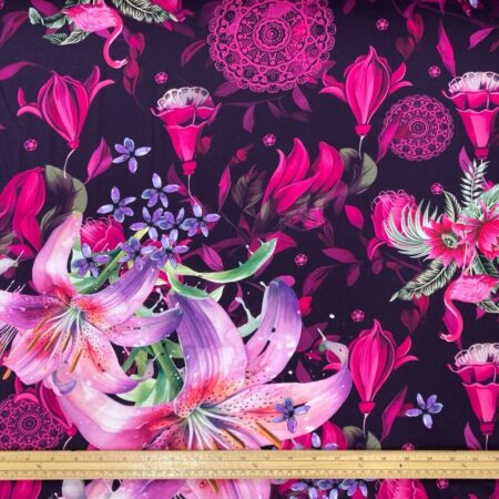 Cotton Jersey Flamingo Mandala Lily