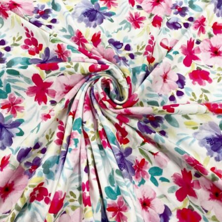 Cotton Jersey Holiday Garden on White - Image 3