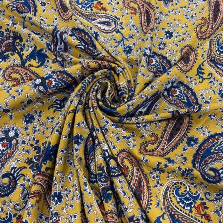 Viscose Jersey Paisley Days Mustard - Image 3