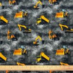 Construction Vehicles Cotton Jersey