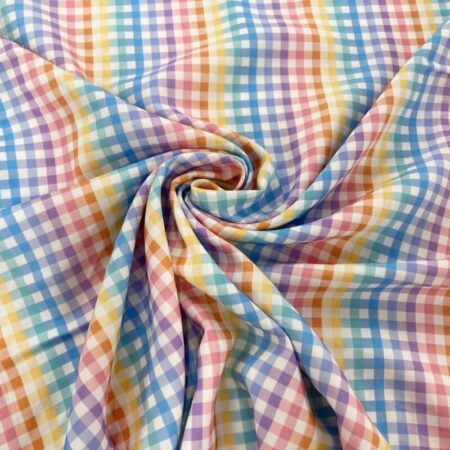 Rainbow Gingham Viscose Challis - Image 3