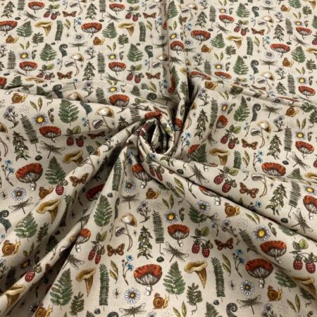 Autumn Mushroom on Beige Cotton - Image 3