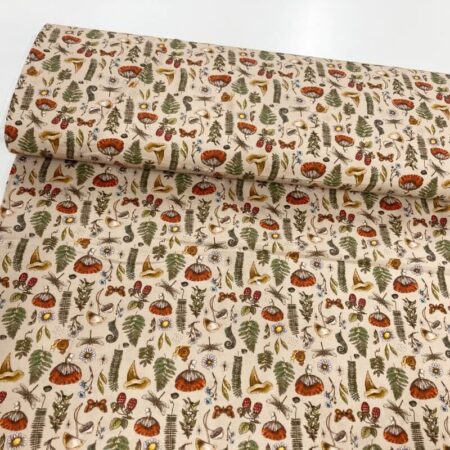 Autumn Mushroom on Beige Cotton - Image 2