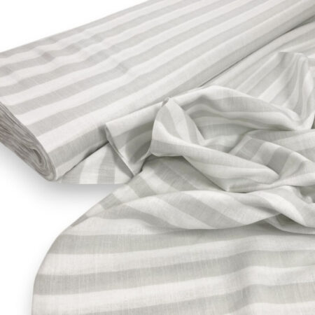 Boho Grey Cotton Stripe Linen Look