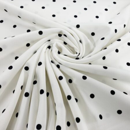 Black Spot Stretch Polyester Crepe - Image 2