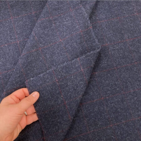 Navy Wine Wool Suiting - Image 3