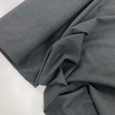 Grey Windowpane Check Wool-Blend Suiting