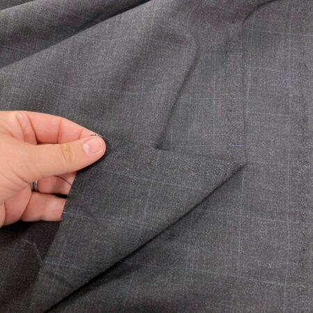 Grey Windowpane Check Wool-Blend Suiting - Image 3