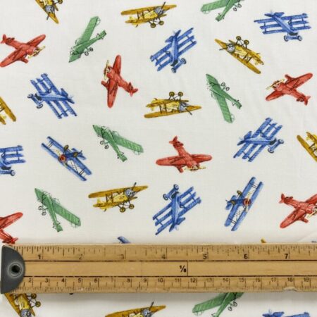 Sevenberry Toy Aeroplanes on White Patchwork