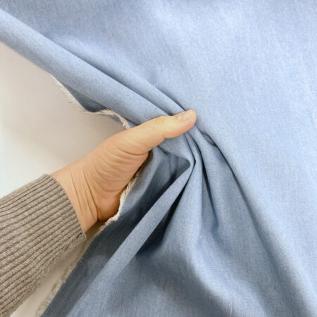 Stone Washed Light Chambray Blue Denim - Image 2