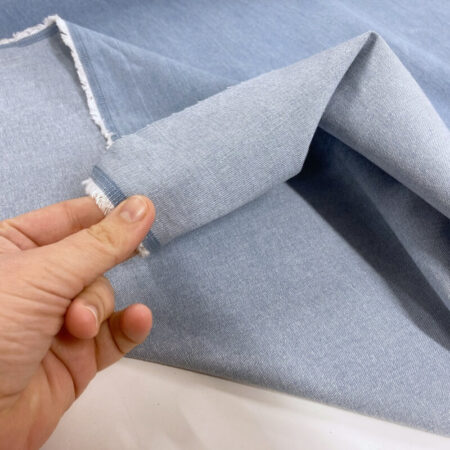 Stone Washed Light Chambray Blue Denim - Image 5