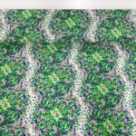 Emerald and Purple Wildflowers Polyester Crepe