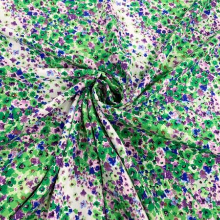 Emerald and Purple Wildflowers Lightweight Crepe Polyester - Image 3