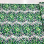 Emerald and Purple Wildflowers Polyester Crepe