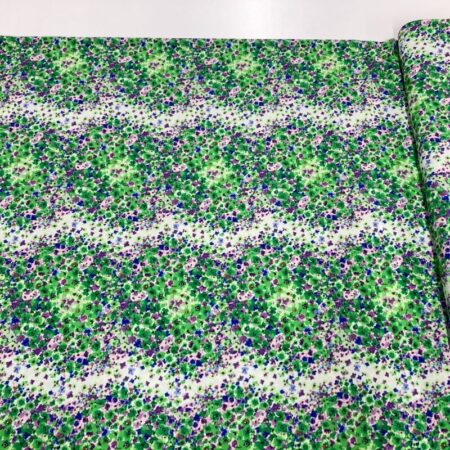 Emerald and Purple Wildflowers Lightweight Crepe Polyester - Image 4