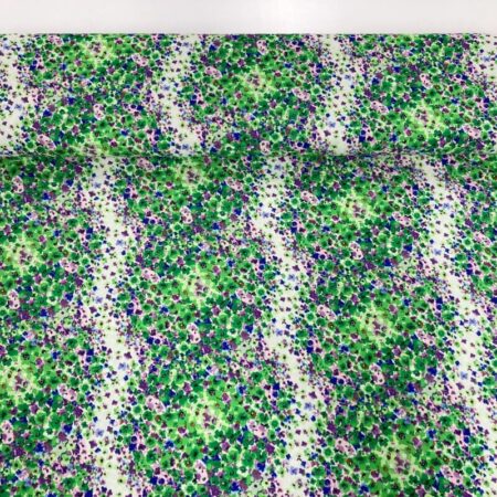 Emerald and Purple Wildflowers Lightweight Crepe Polyester