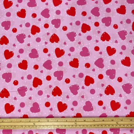Sweet Hearts on Pink Polycotton - Image 2