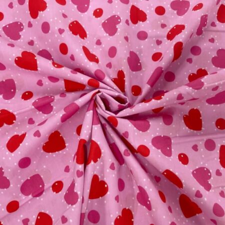Sweet Hearts on Pink Polycotton - Image 3