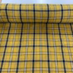 Gold and Navy Plaid Brushed Cotton