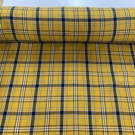 Gold and Navy Plaid Brushed Cotton