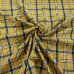 Gold and Navy Plaid Brushed Cotton