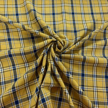 Gold and Navy Plaid Brushed Cotton - Image 3