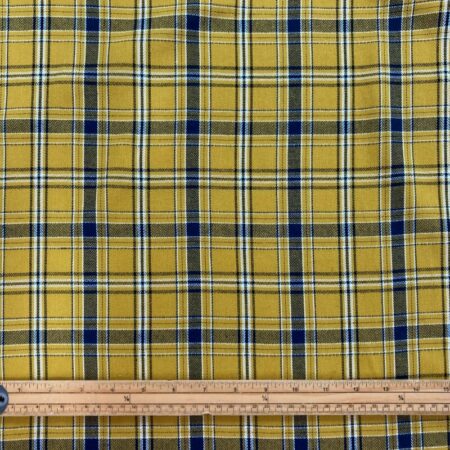 Gold and Navy Plaid Brushed Cotton - Image 2