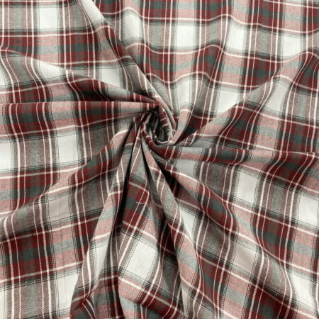 Wine and Grey Plaid Brushed Cotton - Image 2
