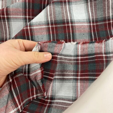 Wine and Grey Plaid Brushed Cotton - Image 3