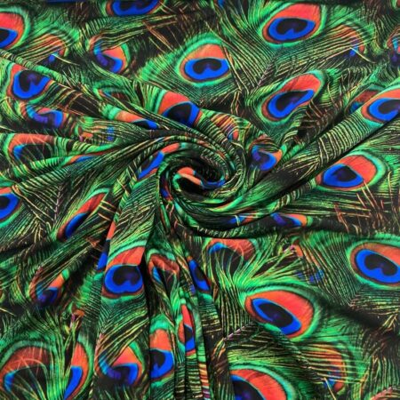 Vibrant Peacock Feathers Viscose Jersey - Image 2