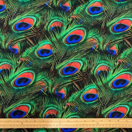 Vibrant Peacock Feathers Viscose Jersey - Image 3