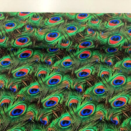 Vibrant Peacock Feathers Viscose Jersey