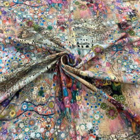 Klimt Colourful Collage Cotton Jersey - Image 2